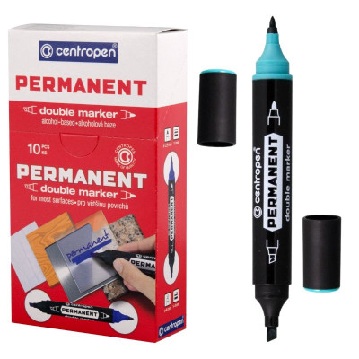 STOCK Маркер "Centropen" /1666/04/ перманентний, Double, зелений (10)