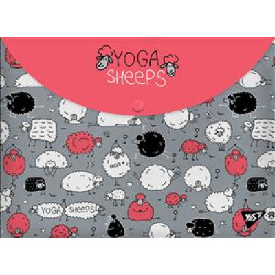 Папка-конверт на  кнопці А4 "YES" /491638/ "Yoga sheeps " (1/12/60/120)