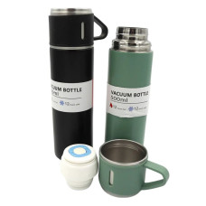 Пляшка-термос для води "JO" /BWK889/ "Класік" з кришкою-кружкою 500ml,  подвійна стінка, мікс