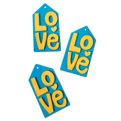 Заготовка "Діамантові ручки" /123050/ "Бірка "Love" 8 см, фоаміран, 20 шт в упак.,блакитна