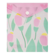 Папка-конверт на кнопці А6 "BuroMAX" /BM.3922-29/ TULIP ARABESKI, напівпрозора, малинова (12/480)