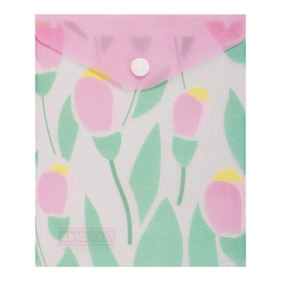 Папка-конверт на кнопці А6 "BuroMAX" /BM.3922-29/ TULIP ARABESKI, напівпрозора, малинова (12/480)