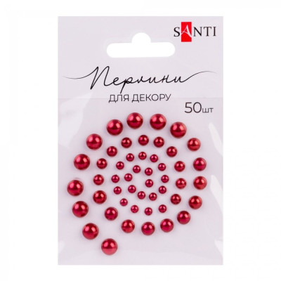 Перлини самоклеючі "Santi" /742982/ вишневі розмір: 3мм-6мм (50шт) (1/10)