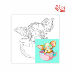 Картина на картоні з контуром "ROSA START" 30*30 "Pop Art Puppy" /020/ БЕЗ ФАРБ 