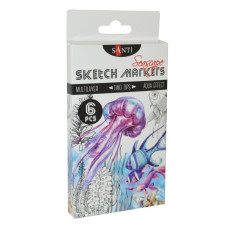 Набір двостор. маркерів "SANTI sketch" /390567/ "Seascape" 6 шт/уп, 3/4,7 мм (1/14)