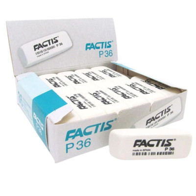 Гумка "FACTIS" /P36/ прямокутна біла з фаскою  5,5*1,9*0,9см (36/900)