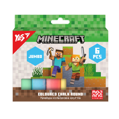 Крейда кольорова 6 шт. "YES" /400558/ JUMBO "Minecraft" (1/12/72)