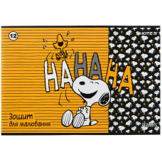 Альбом для малювання А4/12арк. "Kite" /SN23-241/ скоба, гібр. лак + УФ лак, Snoopy (20/160)