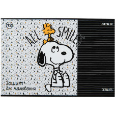Альбом для малювання А4/12арк. "Kite" /SN23-241/ скоба, гібр. лак + УФ лак, Snoopy (20/160)
