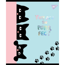 Зошит уч. "YES" 48арк.# /765275/ "Playful kitties" софт-тач+фольга срібло голограф. (5/100)