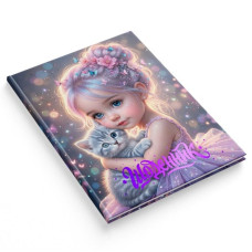 Щоденник шкільний "Soft Touch" тв.обкл. /1В3549/ виб.УФ лак, тиснення "Дівчинка з кошеням (1/20)
