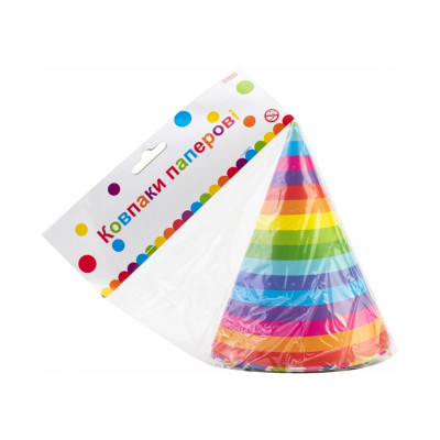 Набір ковпаків на голову "Maxi" /MX200002/ "Confetti Rainbow" 6шт, мікс (1/24)