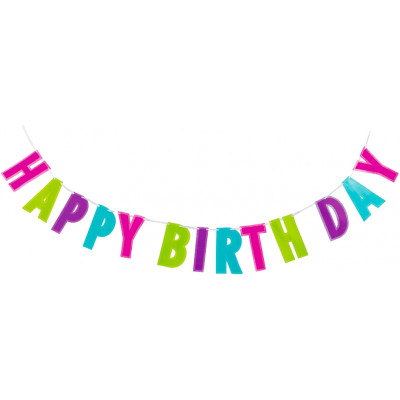 Гірлянда-банер "Maxi" /MX290/ "Happy Birthday" 2м.+стрічка (1/24)