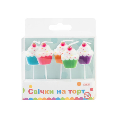 Набір свічок для торту "Maxi" /MX629066/ "Sweet Cakes" 5 шт (1/24)