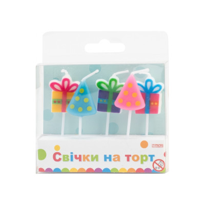 Набір свічок для торту "Maxi" /MX629084/ "Gift Boxes" 5 шт (1/24)