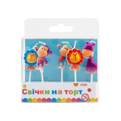 Набір свічок для торту "Maxi" /MX629095/ "Africa" 5 шт (1/24)