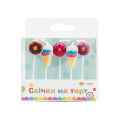 Набір свічок для торту "Maxi" /MX629181/ "Sweets" 5 шт (1/24)
