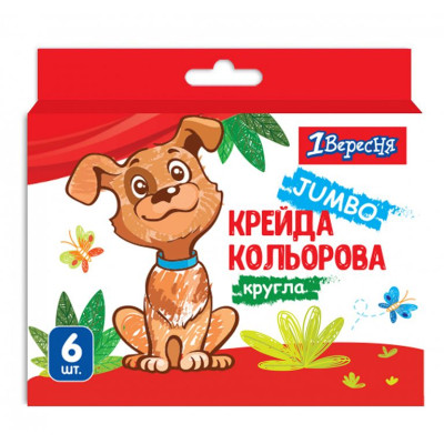 Крейда кольорова 6 шт. JUMBO "1В" /400440/ "Zoo Land" (1/12/72)
