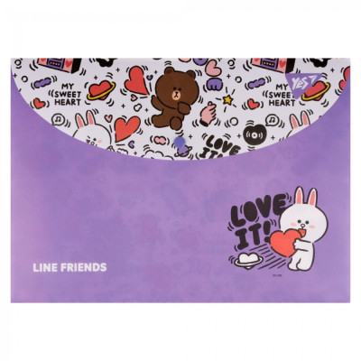 Папка-конверт на кнопці А4 "Yes" /492193 "Line Friends" (1/10/150)