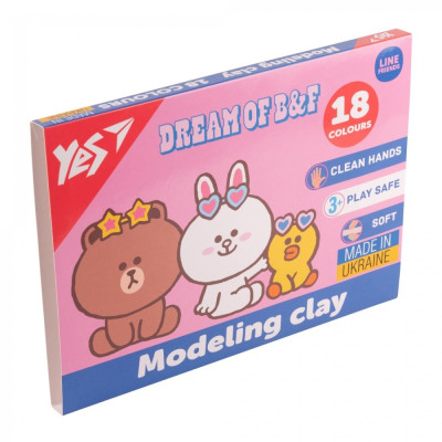 Пластилін 18 кол. 360г "YES" /540679/ "Line Friends" (1/14)