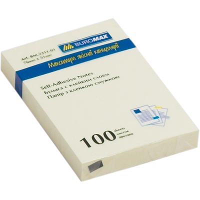 Папір з клейким шаром "BuroMAX" 51*76 /ВМ 2311-01/ 100арк.  жовта (12/144)