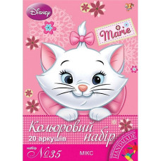 Папір кольоровий А4/20арк "1В" /950544/ МІКС, 15кол.МЕЛ.+5кол.НЕОНсамокл, 80+170г/м2  (1/100)