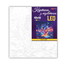Картина за номерами "SANTI" /956543/ "Магічне пір'я", 40*40см, LED підсвітка