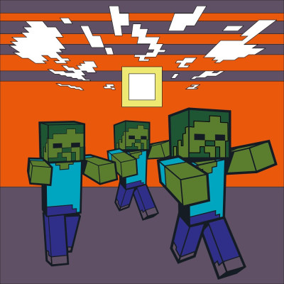 Картина за номерами "SANTI" /954401/ "Minecraft. Втеча зомбі", 25*25см, LED підсвітка