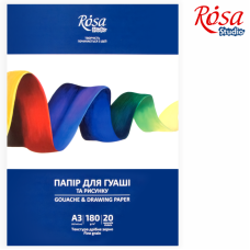 Папка для гуаші А3 (29,7х42см), 20арк, Дрібне зерно, 180г/м2, ROSA Studio