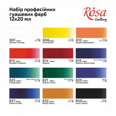 Гуаш "ROSA Gallery" 12 кол. 20 мл /221553/ (1/8)