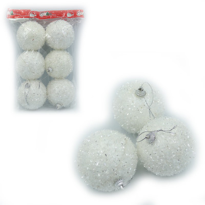 Набір новорічних кульок "JO" /DSCN1519-7/ "Snow" 7см, 6шт (1/64)