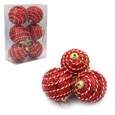 Набір новорічних кульок "JO" /DSCN1475/ "Смугасті" 6см, 6шт.  (1/144)