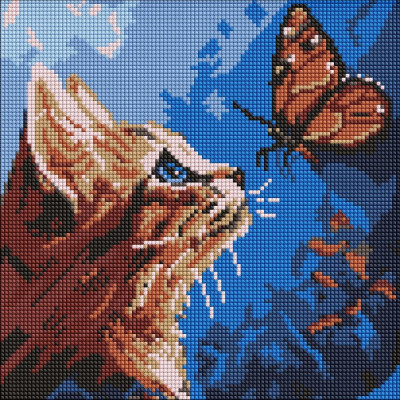 Алмазна мозаїка "Ідейка" /AMO20076/ "Котик та метелик" 30*30см