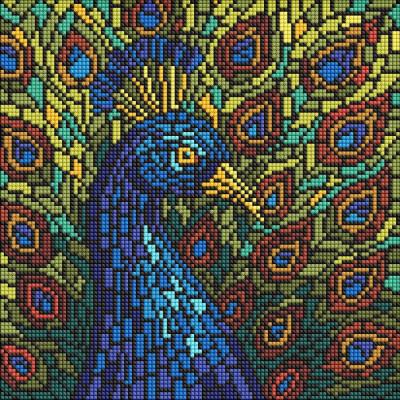 Алмазна мозаїка "Ідейка" /AMO8323/ "Вітраж. Павич" 30*30см