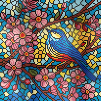Алмазна мозаїка "Ідейка" /AMO8326/ "Вітраж. Синиця" 30*30см