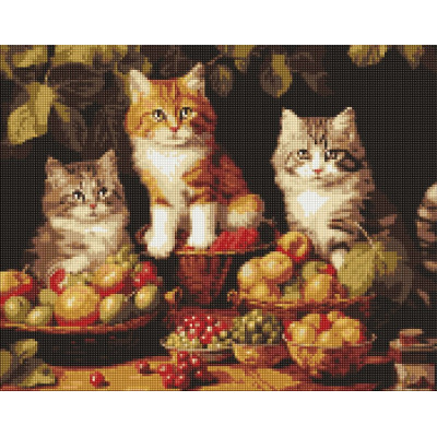 Алмазна мозаїка "Ідейка" /AMO7940/ "Котики і фрукти" 40*50см