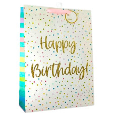 Пакет подарунковий "Діамантові ручки" 32*26*10см /291973/ "Happy birthday" (12)