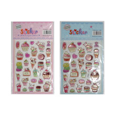 Наліпки "WB" /LTD23/ пластик об'ємні з фольгою 14*24,5см Десерти kawaii (20)
