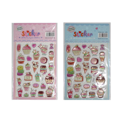 Наліпки "WB" /LTD23/ пластик об'ємні з фольгою 14*24,5см Десерти kawaii (20)