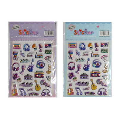 Наліпки "WB" /LTD20/ пластик об'ємні з фольгою 14*24,5см Музика (20)