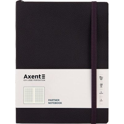 Зошит "Axent" /8615-01-A/ Partner Soft L, 190*250, 96 арк, кліт, чорна (1/12)