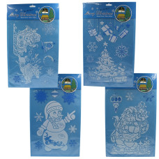 Наліпки для вікон силікон "JO" /DSCN0933/ "Merry Christmas", 23*38см, мікс (1/12/600)