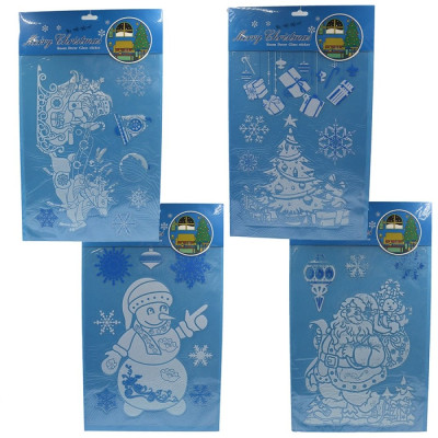Наліпки для вікон силікон "JO" /DSCN0933/ "Merry Christmas", 23*38см, мікс (1/12/600)