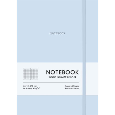 Блокнот А5/96 арк. "Школярик" /A5-7113KSoft Blue/ # обкл.поліуретан, білий блок, 80г/м2 "Soft Blue" (1/12)