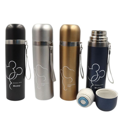 Пляшка-термос для води "JO" /YW-621/ "Mickey" 500ml, з петлею, подвійна стінка, мікс