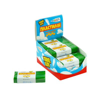 Пластилін "TRAVEL KIDS" восковий /333102/TK/ салатовий 30г (12/48)