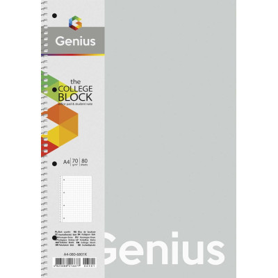 Зошит А4/80арк. "Genius" спіраль /А4-080-6801L/ == пластик 0,5 мм, 70 г/м2, заокруглені кути (4/40)