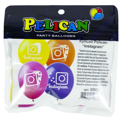 Кульки повітряні "Pelican" /828023/ 12' (30 см) "INSTAGRAM" 1-стор., 10шт/уп (1/10)