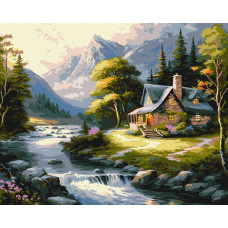 Картина за номерами "Ідейка" /KHO6329/ "Будиночок у горах" 40*50см