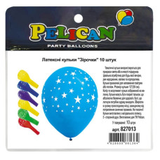 Кульки повітряні "Pelican" /827013/ латексні 12"(30сm) "Зірочки" 5-стор  10шт